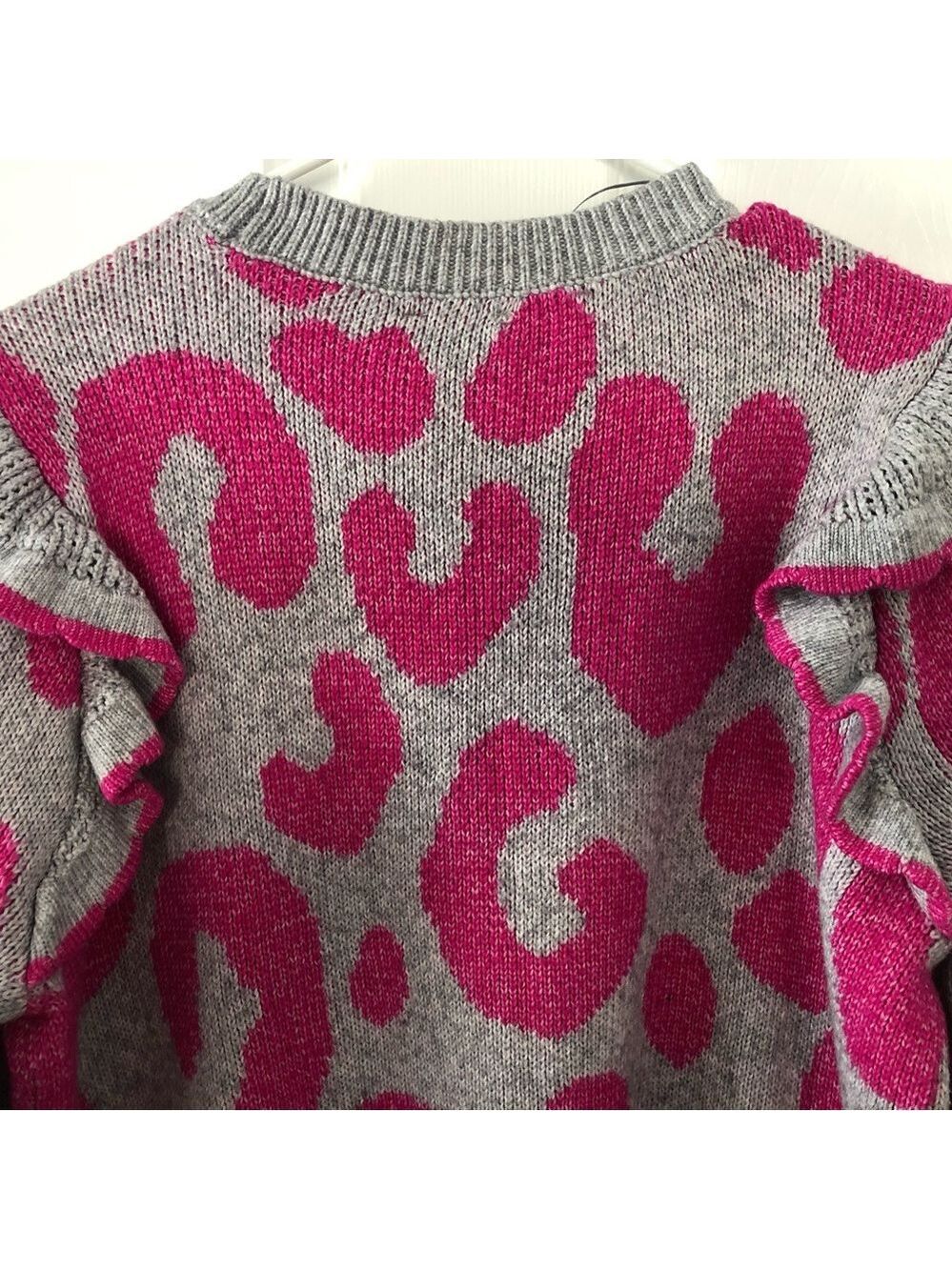 Size XL Crown & Ivy Gray and Pink Ruffled Sweater - Picture 7 of 8